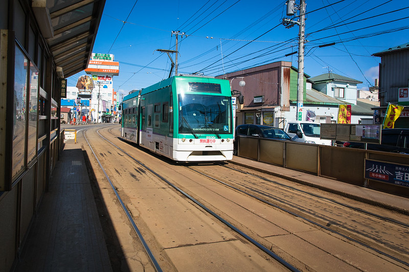 a tram car running in hakodate